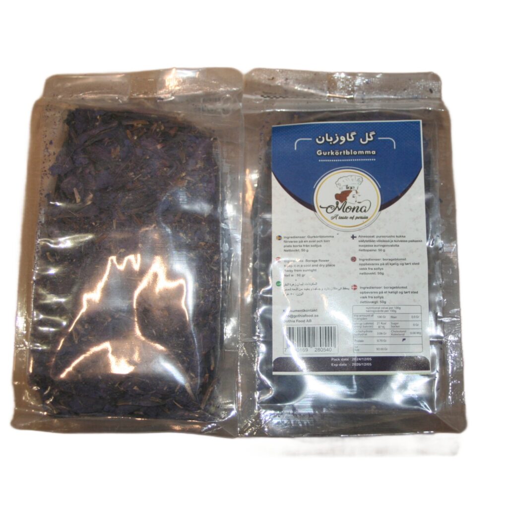 Beställa nötter online – så hittar du rätt nötter för varje tillfälle 5 Gol Gav Zaban (Borage/Gurkört) är en traditionell persisk örtprodukt, främst torkade lila blommor, som används för att brygga ett aromatiskt, blått te med lugnande och hälsofrämjande egenskaper.