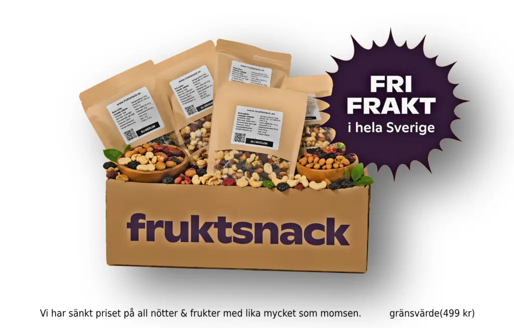 gratis leverans till hela sverige! köp nötter och torkad frukt online