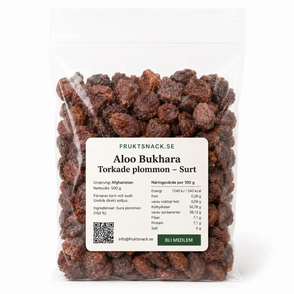 Aloo-Bukhara-sura torkad plommon i-Fruktsnack-pase